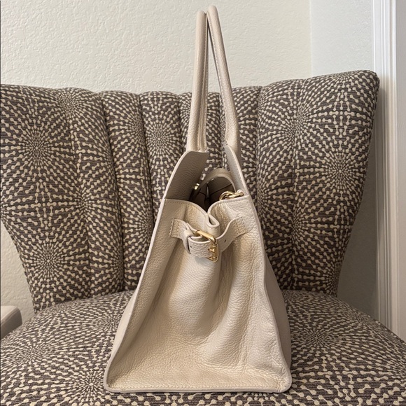 Claudia Firenze Off White Cream Leather XL Tote Bag - Picture 8 of 15